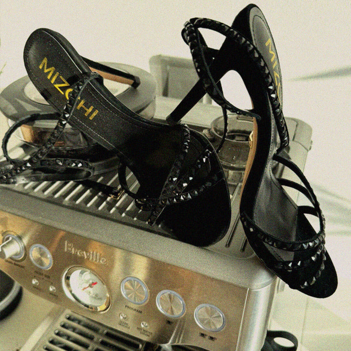MADDY BLACK  - diamond decor heels