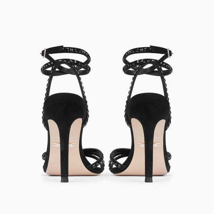 MADDY BLACK  - diamond decor heels