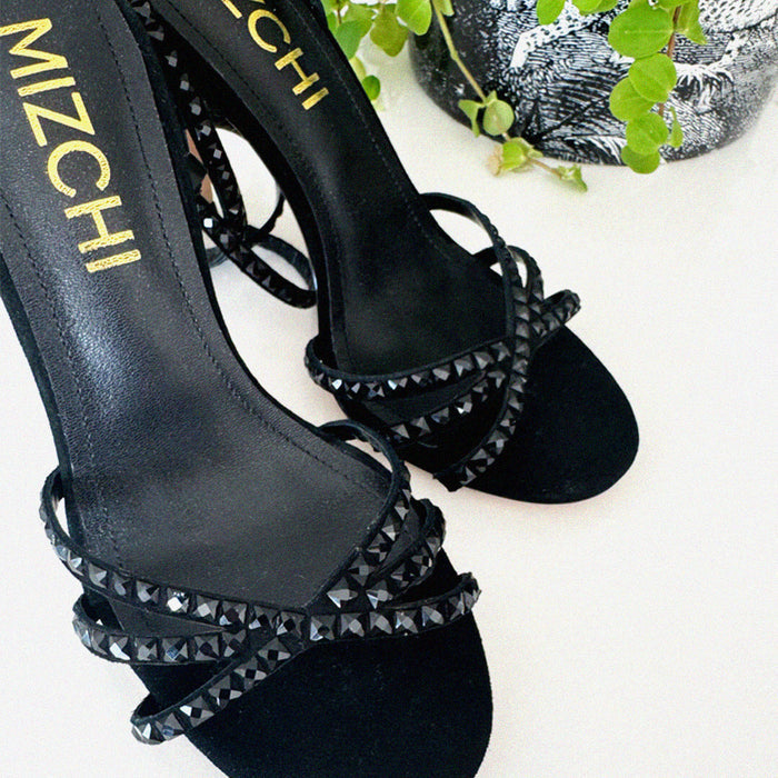 MADDY BLACK  - diamond decor heels