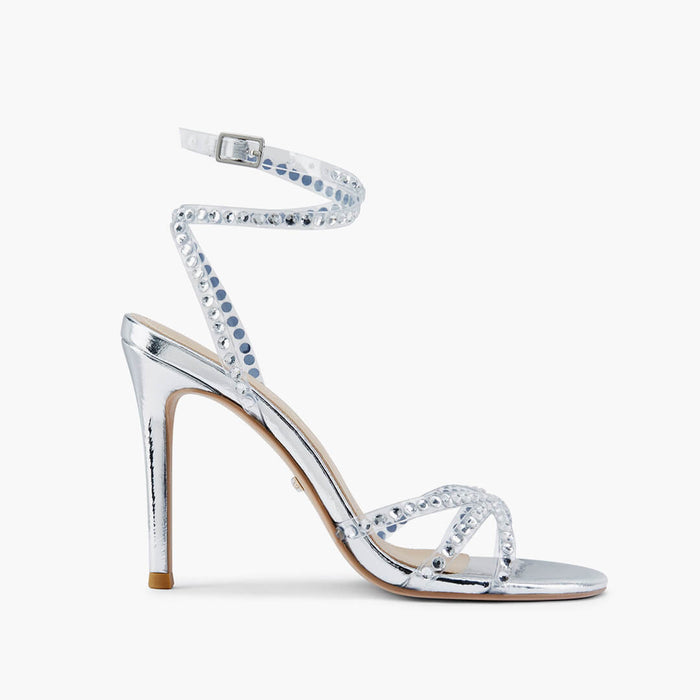 MADDY SILVER  - diamond decor heels
