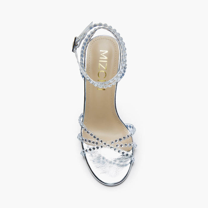 MADDY SILVER  - diamond decor heels