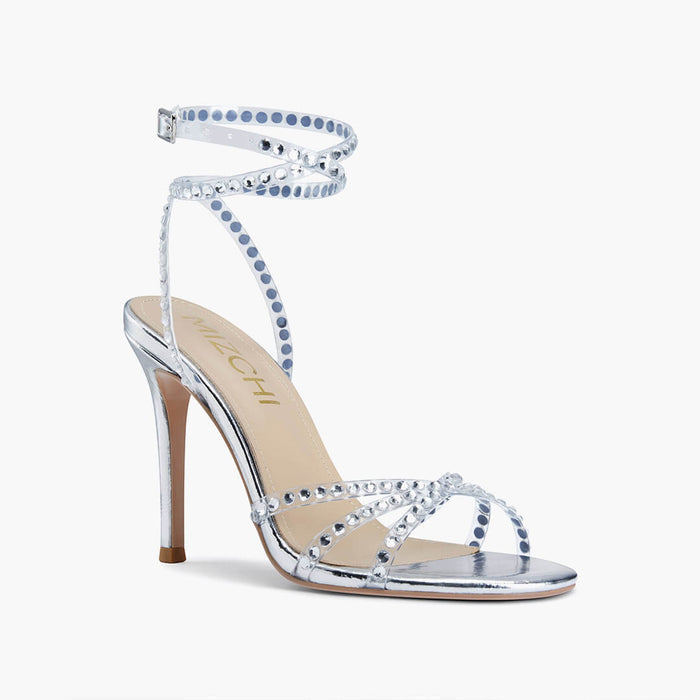 MADDY SILVER  - diamond decor heels