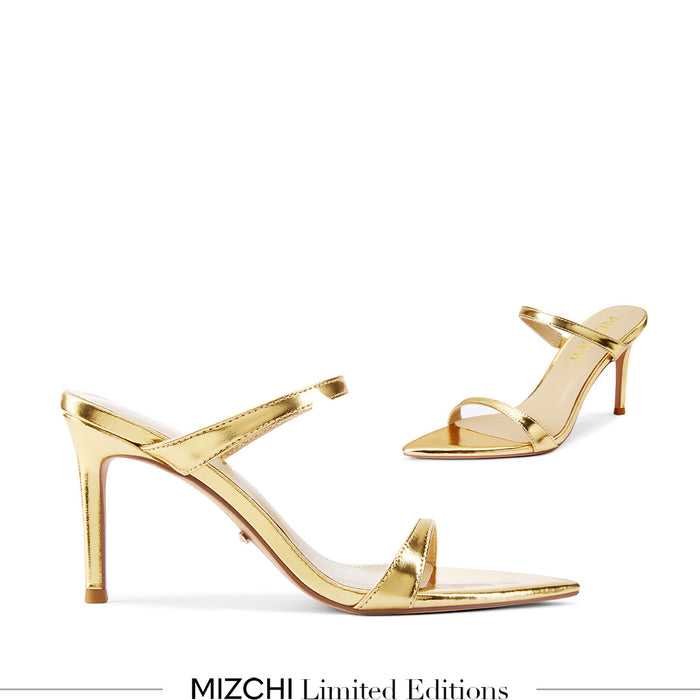 Maelis - Gold Leather Strap Mules