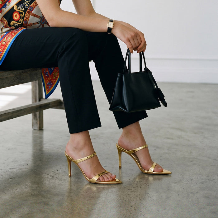 Maelis - Gold Leather Strap Mules