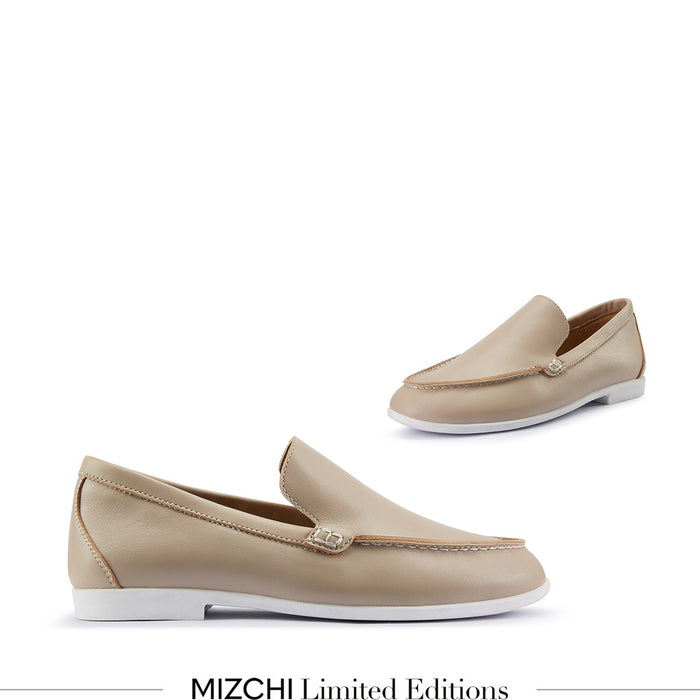 MANON - beige leather loafers