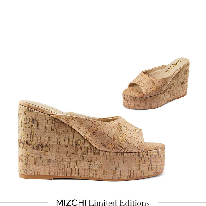 Marcela - Cork Wedge Mules
