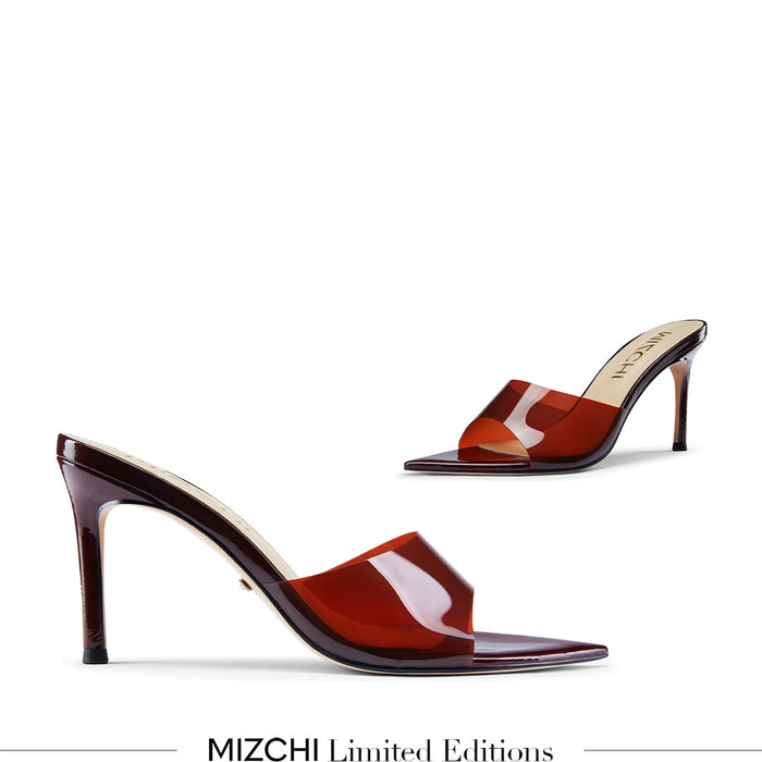 Marisol - Brown PVC Pointed-toe Mules