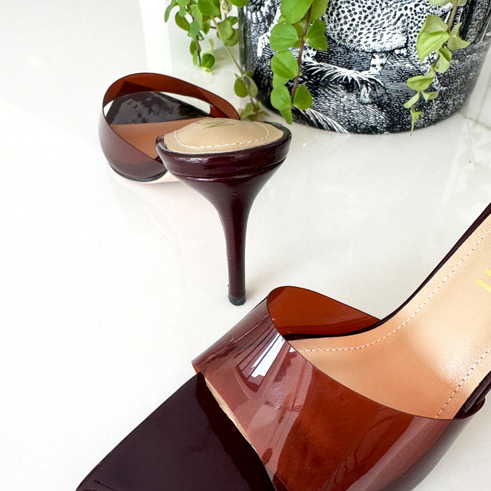Marisol - Brown PVC Pointed-toe Mules