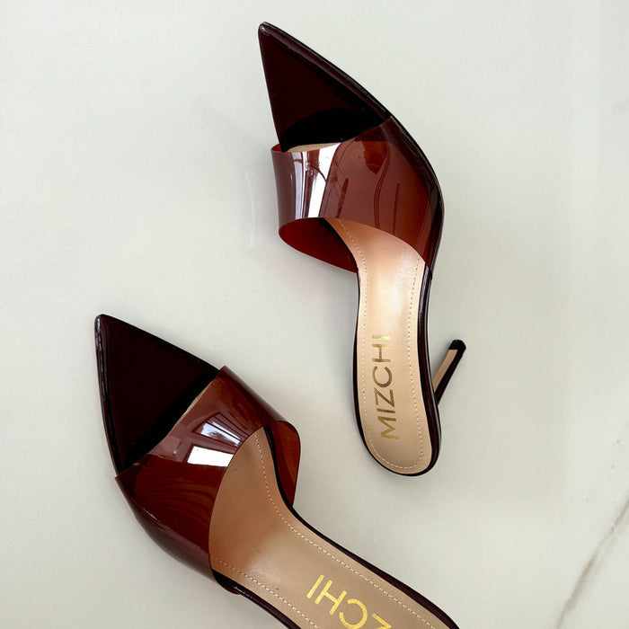 Marisol - Brown PVC Pointed-toe Mules