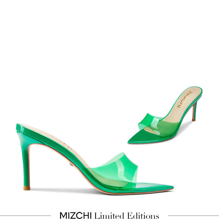 Marisol - Green PVC Pointed-toe Mules