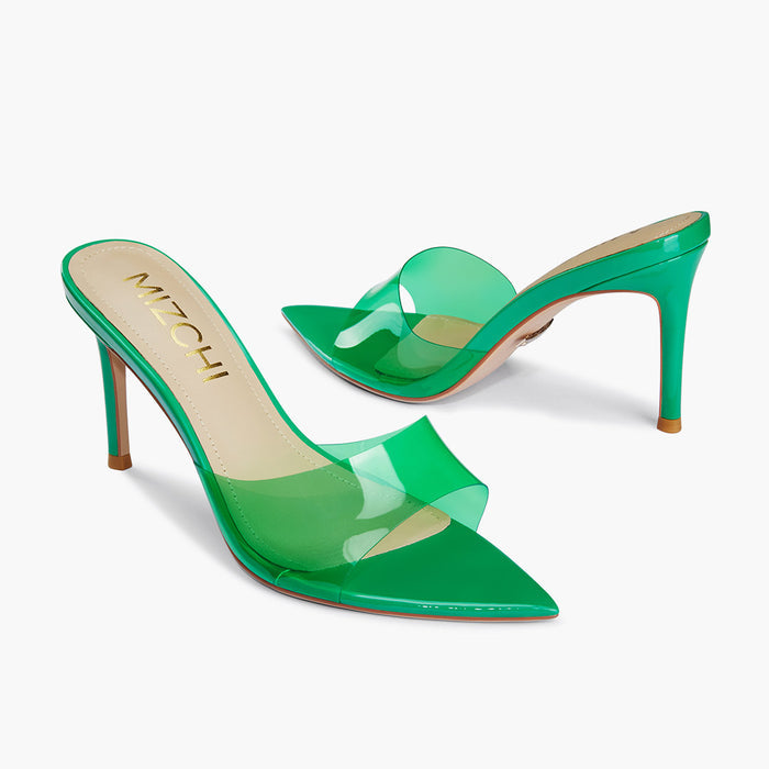 Marisol - Green PVC Pointed-toe Mules