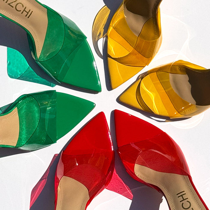 Marisol - Green PVC Pointed-toe Mules