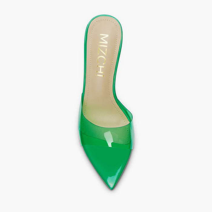 Marisol - Green PVC Pointed-toe Mules