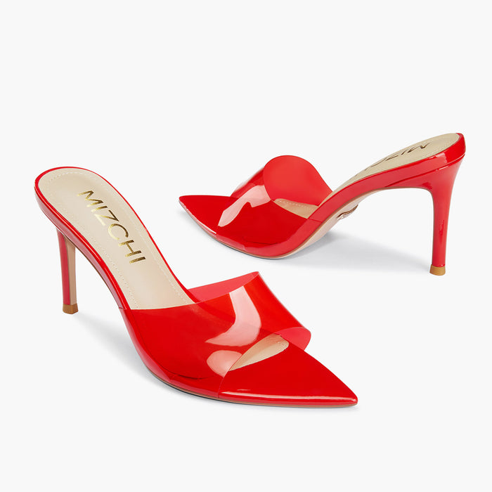 Marisol - Red PVC Pointed-toe Mules