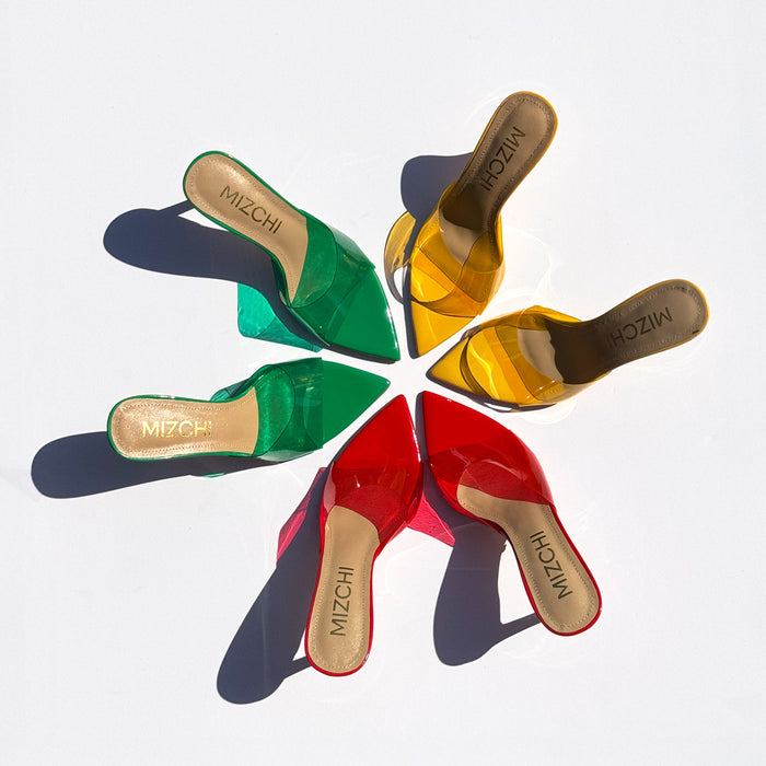 Marisol - Red PVC Pointed-toe Mules