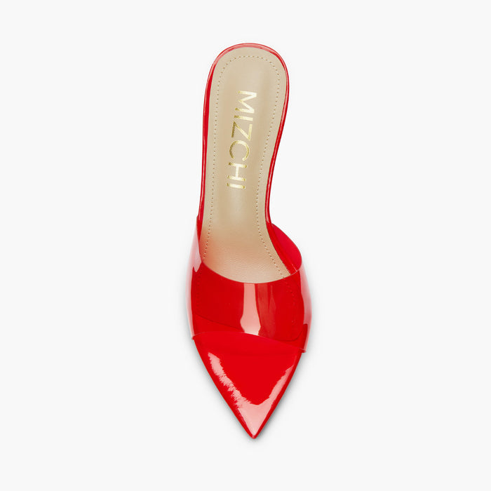 Marisol - Red PVC Pointed-toe Mules