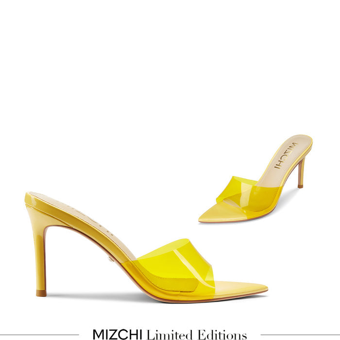 Marisol - Yellow PVC Pointed-toe Mules