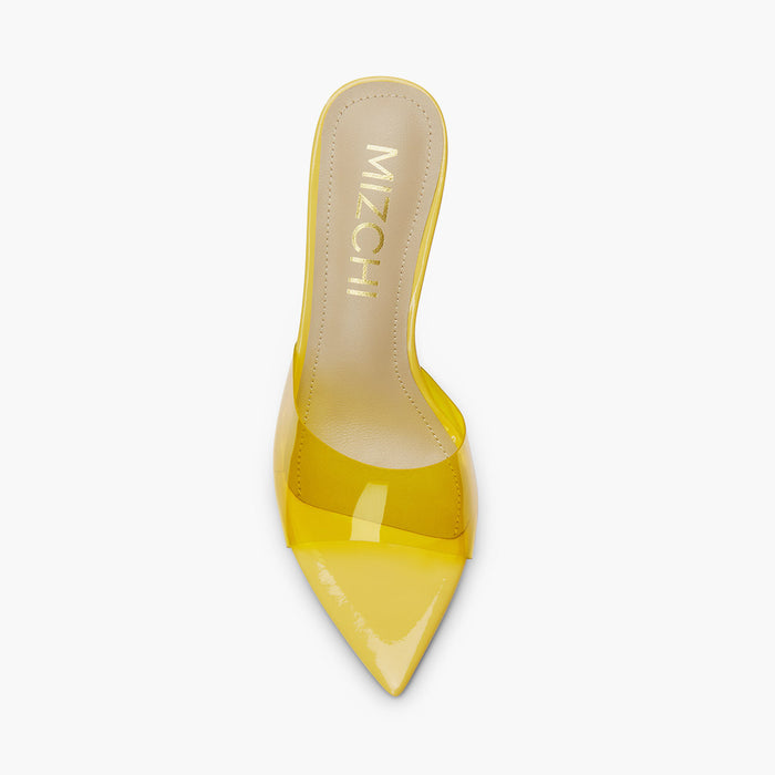 Marisol - Yellow PVC Pointed-toe Mules
