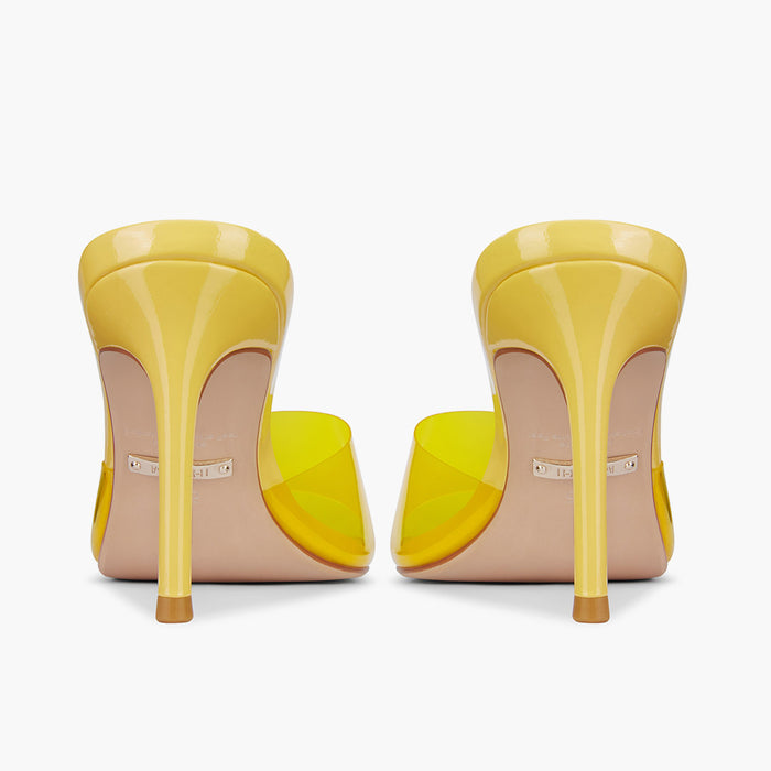 Marisol - Yellow PVC Pointed-toe Mules