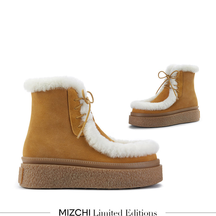 MARLO FUR - beige suede ankle boots