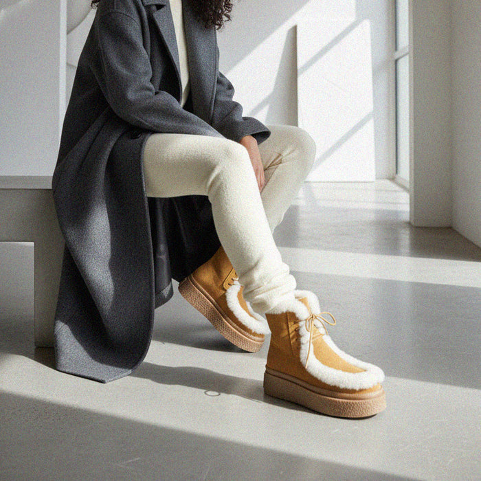 MARLO FUR - beige suede ankle boots