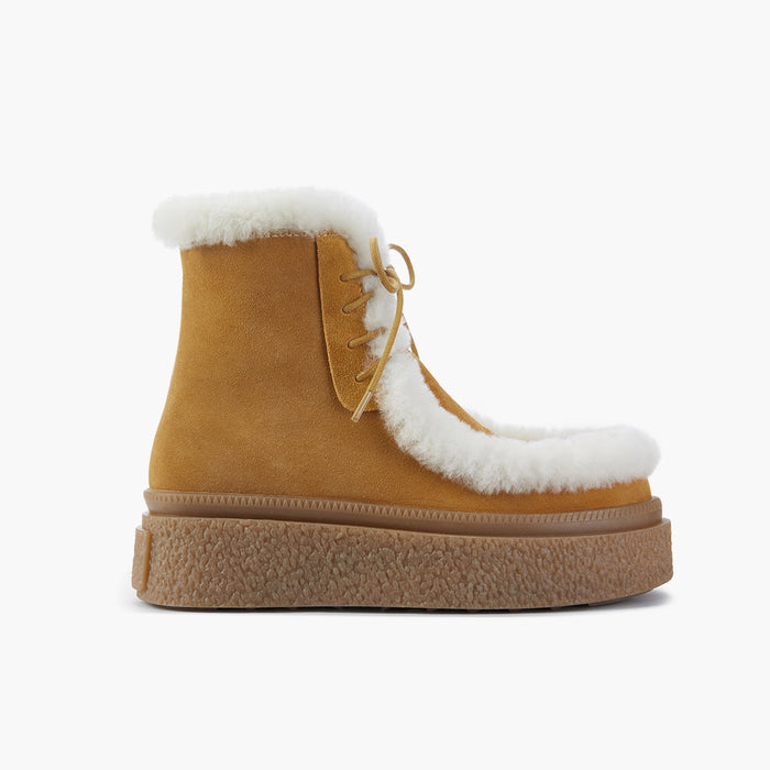 MARLO FUR - beige suede ankle boots