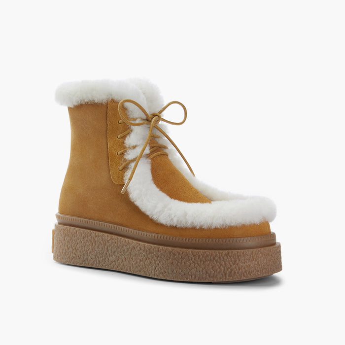 MARLO FUR - beige suede ankle boots
