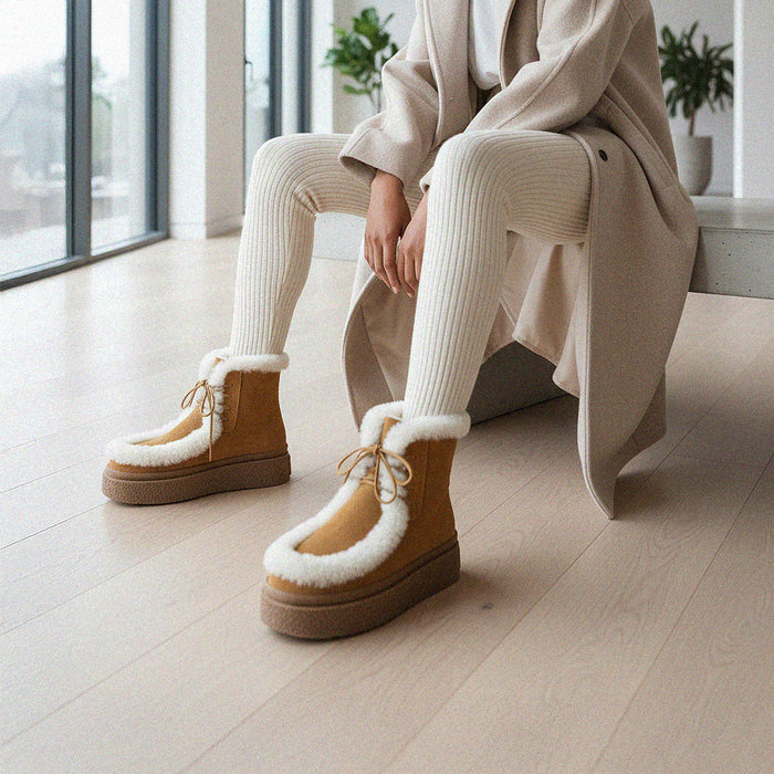 MARLO FUR - beige suede ankle boots