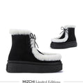 MARLO FUR - black suede ankle boots