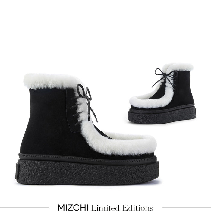 MARLO FUR - black suede ankle boots