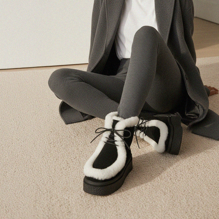 MARLO FUR - black suede ankle boots