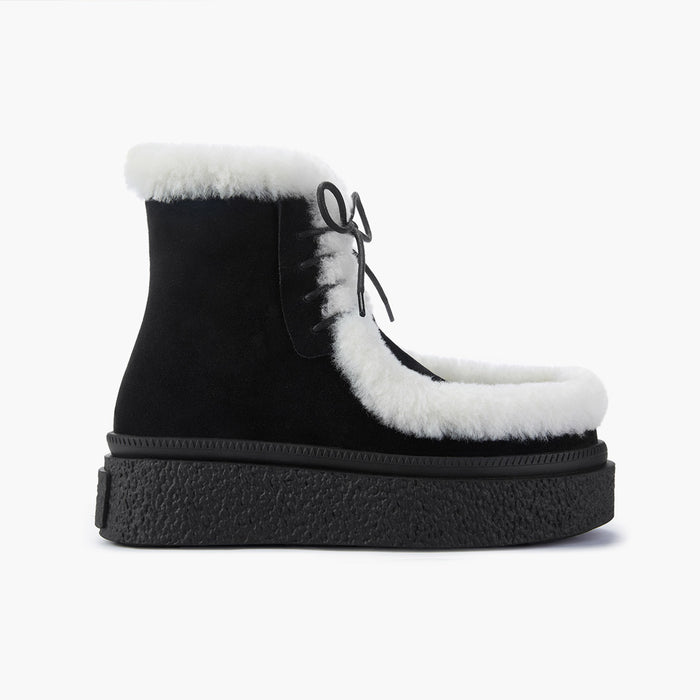 MARLO FUR - black suede ankle boots