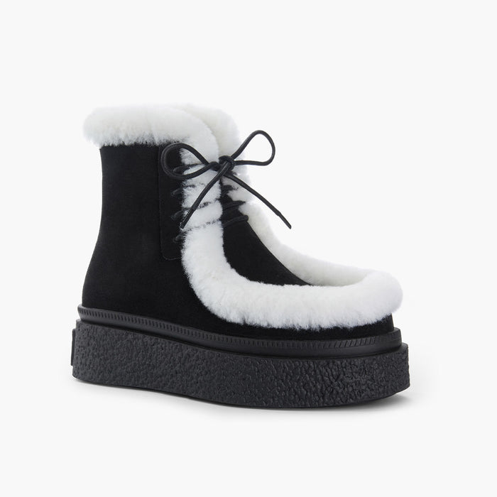 MARLO FUR - black suede ankle boots