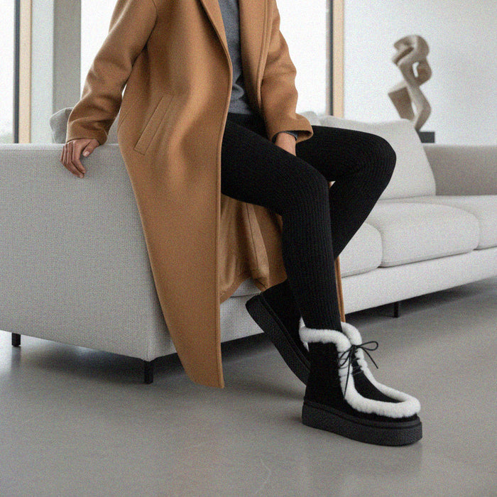 MARLO FUR - black suede ankle boots