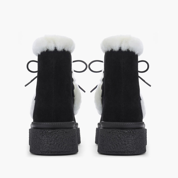 MARLO FUR - black suede ankle boots