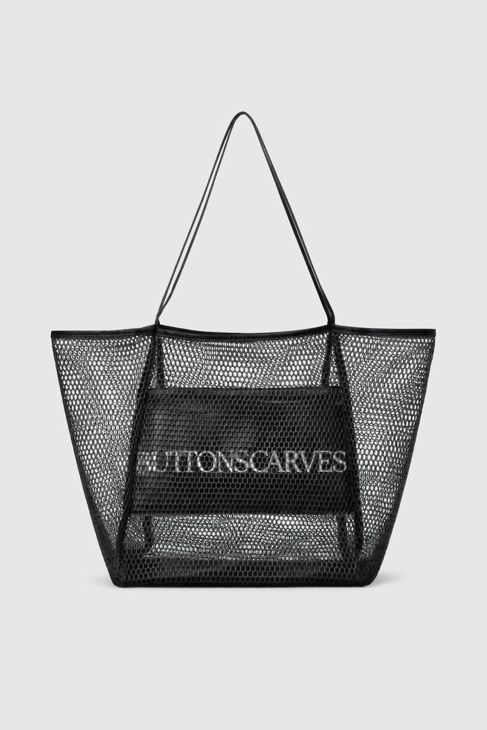 mesh tote bag in orca by buttonscarves