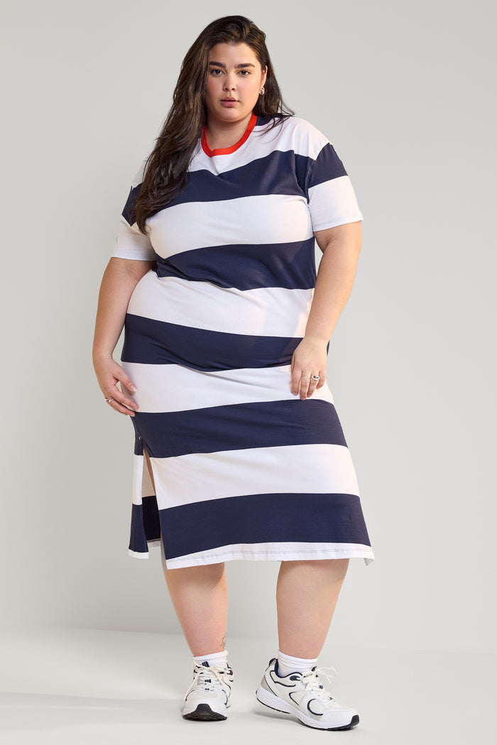 Mid-Length Striped Dress - 2186