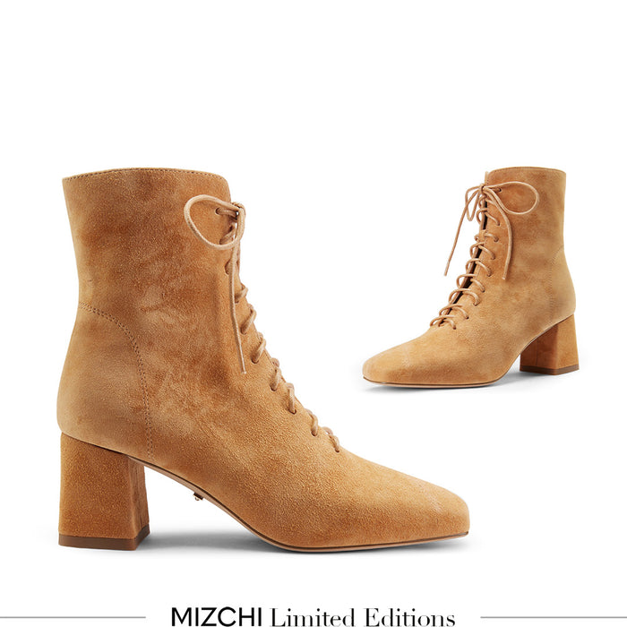 MILO BEIGE- suede lace up bootie