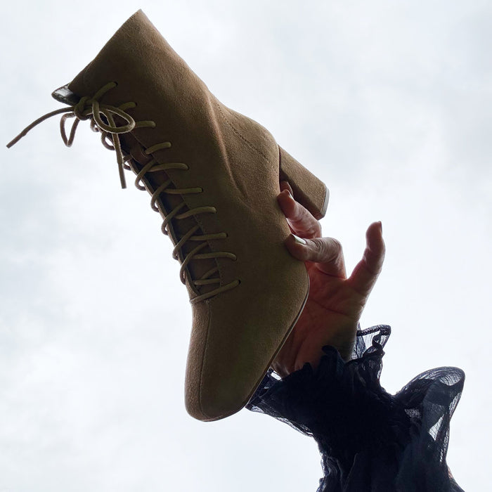 MILO BEIGE- suede lace up bootie