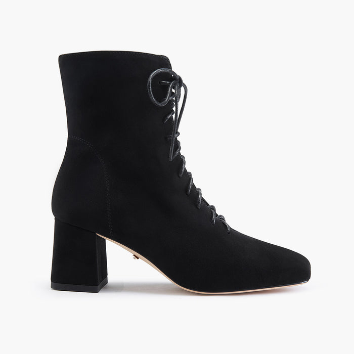 MILO BLACK- suede lace up bootie