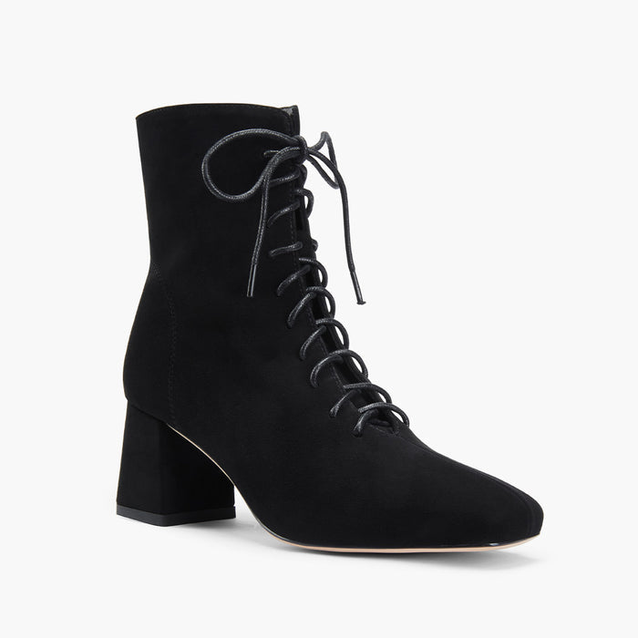 MILO BLACK- suede lace up bootie