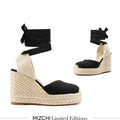 Monaco 10 - Black Wedge Espadrilles