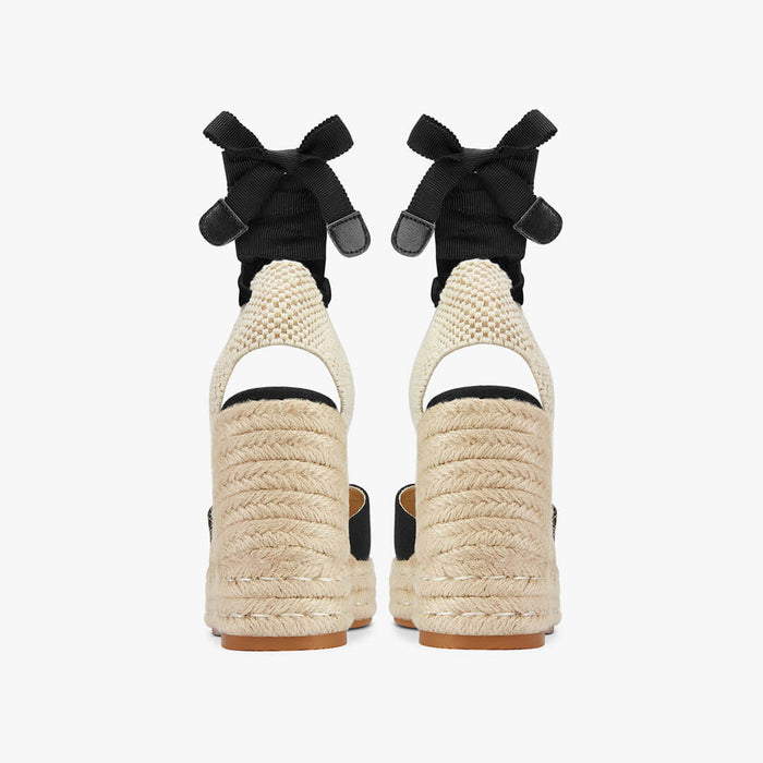 Monaco 10 - Black Wedge Espadrilles