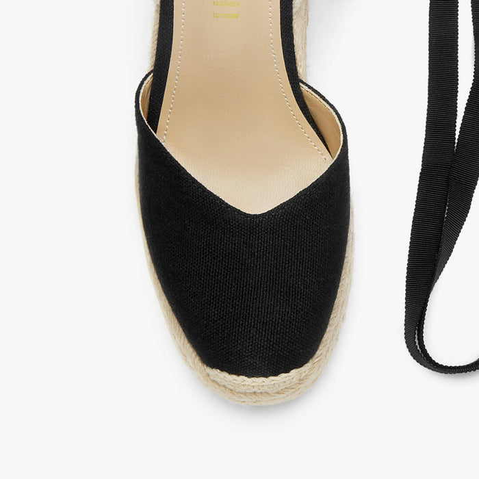 Monaco 10 - Black Wedge Espadrilles
