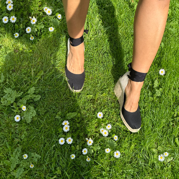 Monaco 8 - Black Wedge Espadrilles