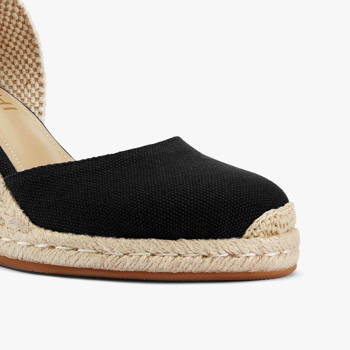 Monaco 8 - Black Wedge Espadrilles