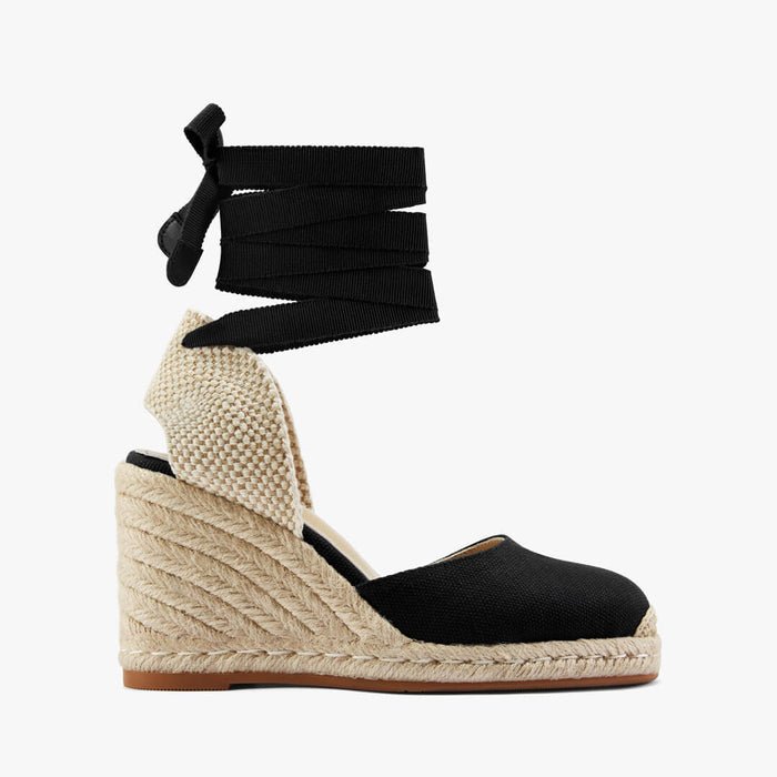 Monaco 8 - Black Wedge Espadrilles