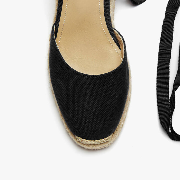 Monaco 8 - Black Wedge Espadrilles