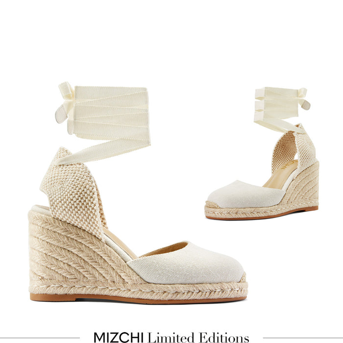 Monaco 8 - Ivory Wedge Espadrilles