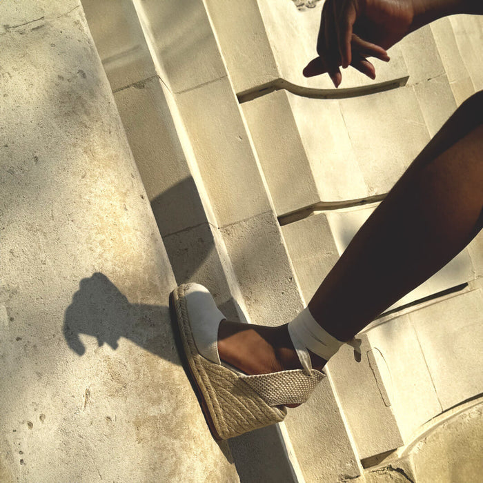 Monaco 8 - Ivory Wedge Espadrilles